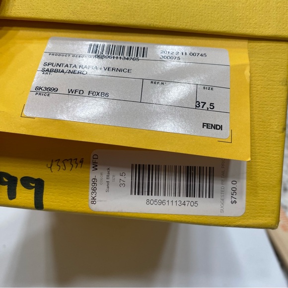 FENDI authentic platform rafia and black patent high heel sling back 37.5 - Picture 3 of 12